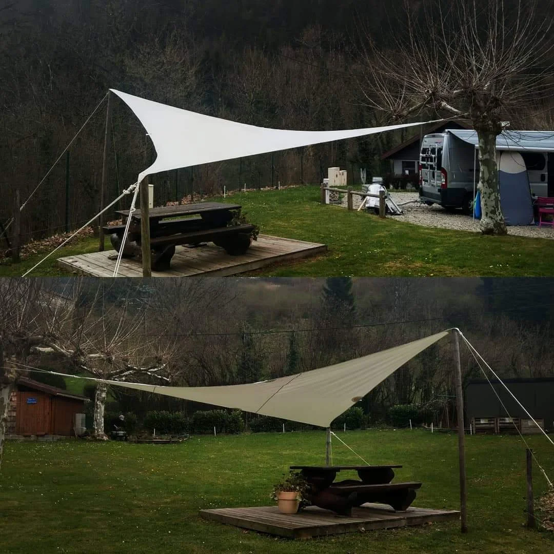 Voile nomade tendue entre ses points d’ancrage